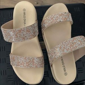Glitter nude slides
